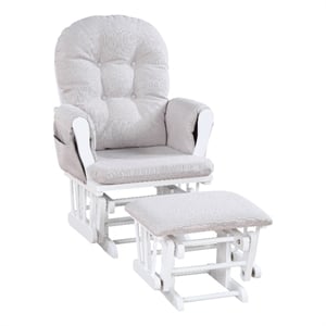 Suite Bebe Mason Traditional Wood Glider and Ottoman in White/Gray