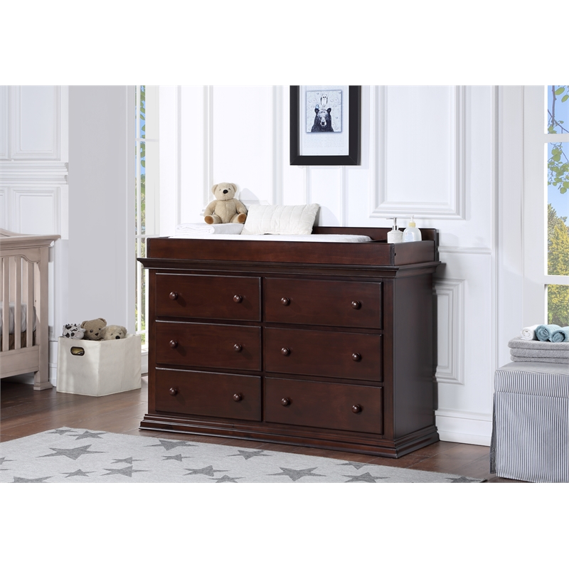 Suite Bebe Hardwood Universal 6 Drawer Fully Assembled Double Dresser Espresso
