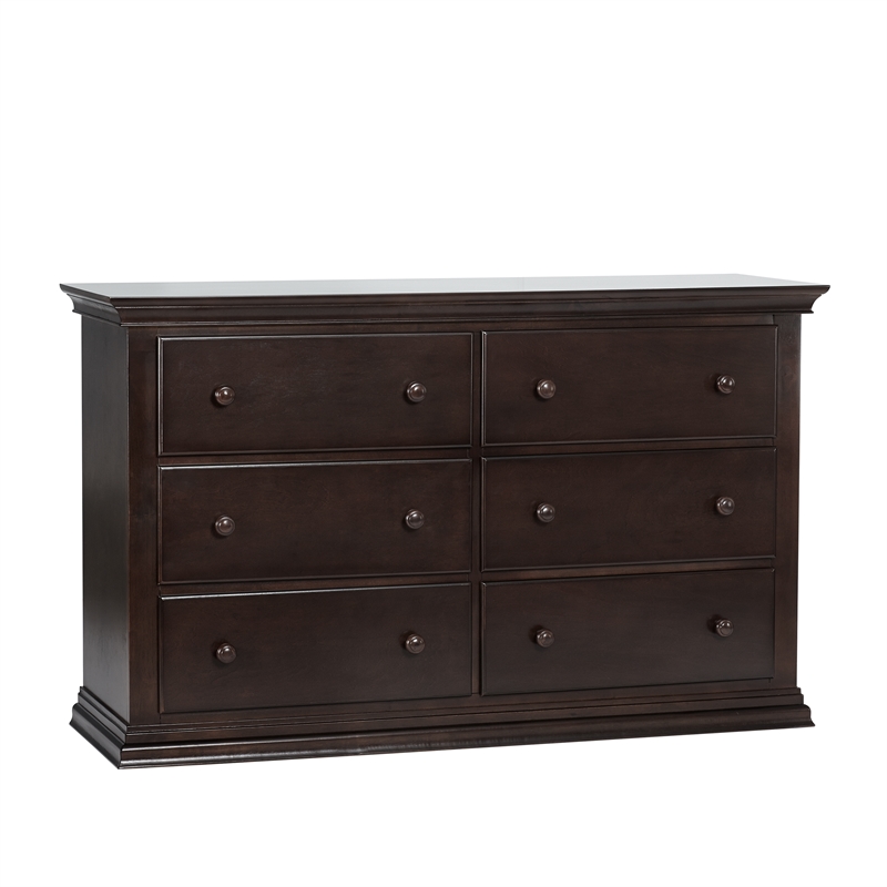 Suite Bebe Hardwood Universal 6 Drawer Fully Assembled Double Dresser Espresso