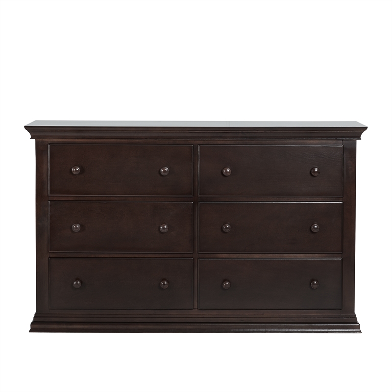 Suite Bebe Hardwood Universal 6 Drawer Fully Assembled Double Dresser Espresso