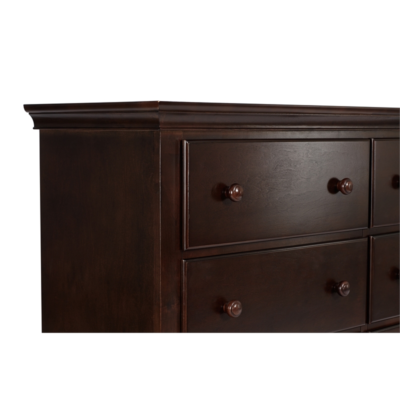 Suite Bebe Hardwood Universal 6 Drawer Fully Assembled Double Dresser Espresso