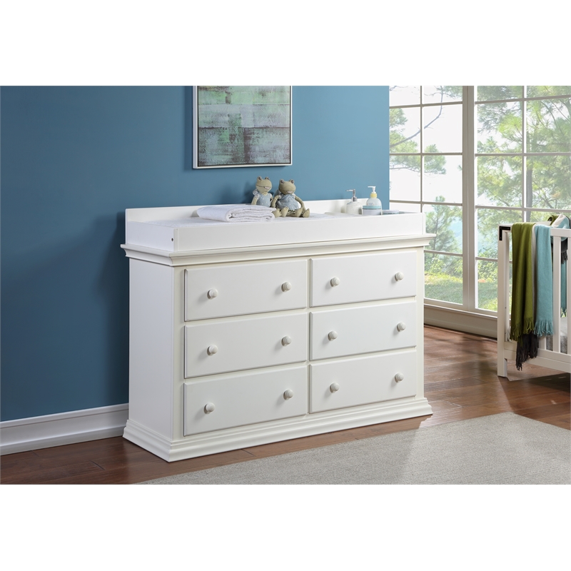 Suite Bebe Hardwood Universal 6 Drawer Fully Assembled Double Dresser White