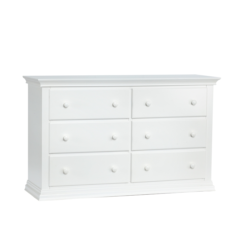 Suite Bebe Hardwood Universal 6 Drawer Fully Assembled Double Dresser White