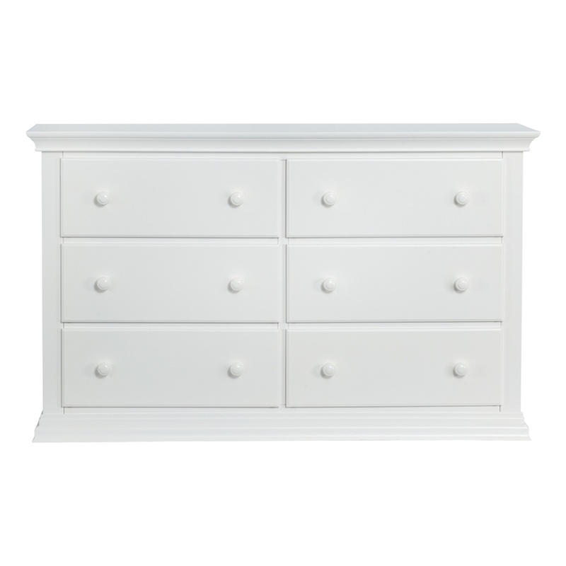 Suite Bebe Hardwood Universal 6 Drawer Fully Assembled Double Dresser White