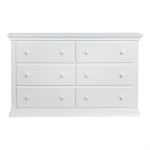 Suite Bebe Hardwood Universal 6 Drawer Fully Assembled Double Dresser White