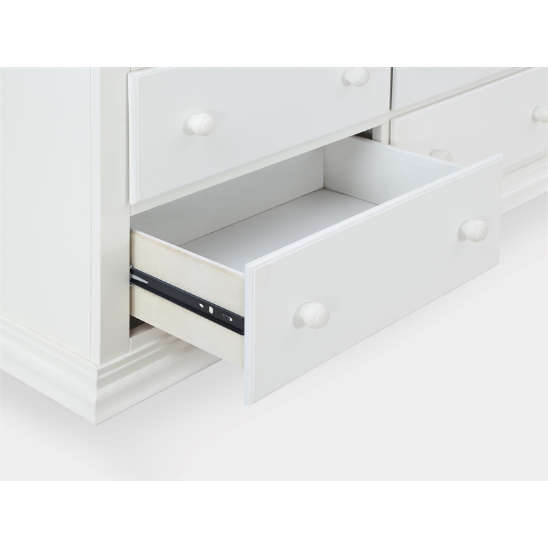 Suite Bebe Hardwood Universal 6 Drawer Fully Assembled Double Dresser White