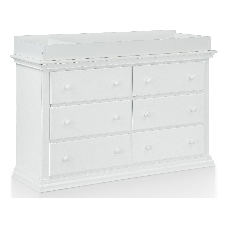 Suite Bebe Hardwood Universal 6 Drawer Fully Assembled Double Dresser White