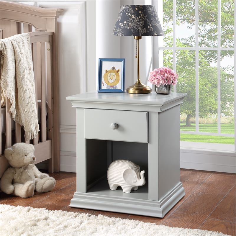 Suite Bebe Universal Traditional Wood Nightstand in Gray Finish
