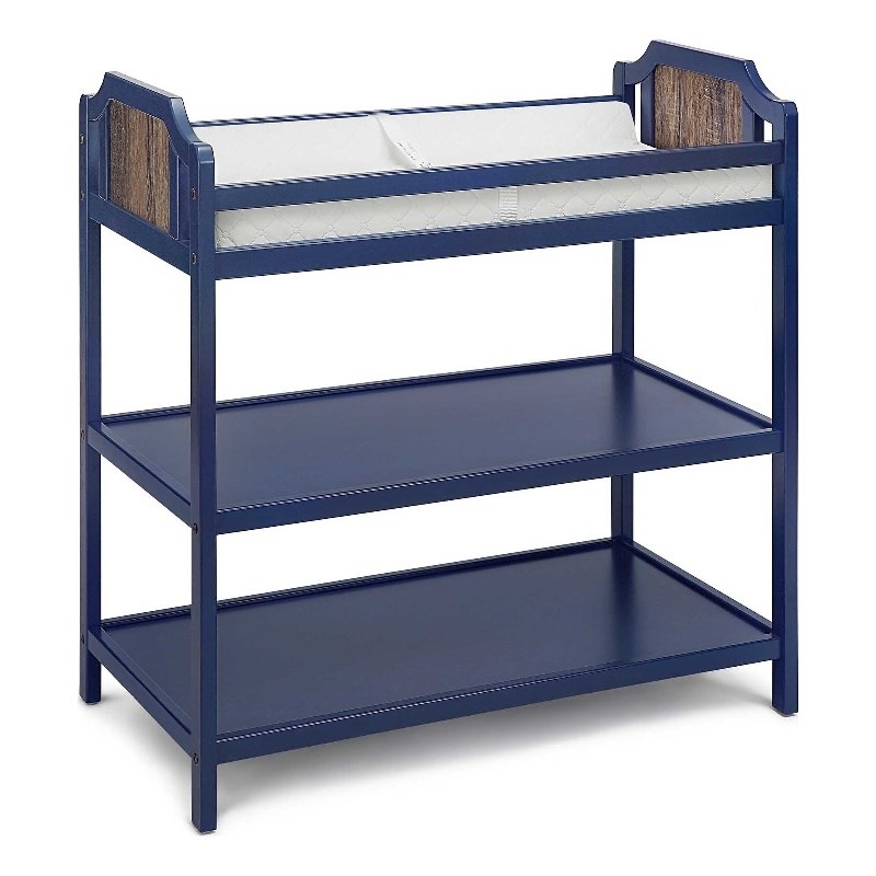 Suite Bebe Brees Contemporary Wood Changing Table in Midnight Blue/Brownstone