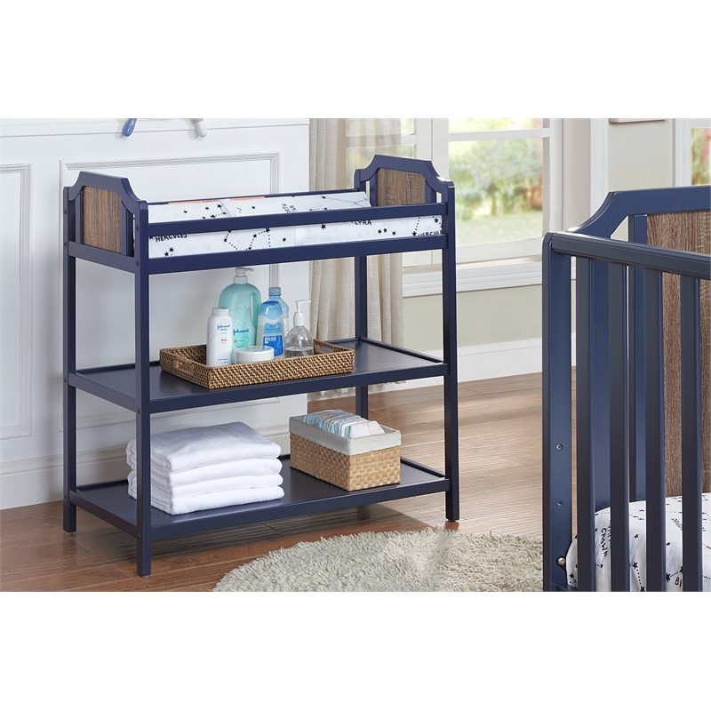 Suite Bebe Brees Contemporary Wood Changing Table in Midnight Blue/Brownstone