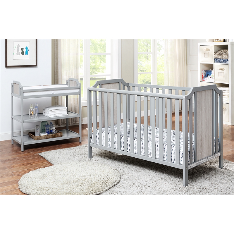 Suite Bebe Brees Contemporary Wood Island Crib in Gray/Graystone
