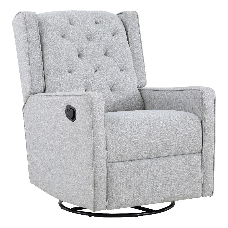 Suite Bebe Bryton Wood Fabric Tufted Gliding Swivel Recliner in Brushed Tweed