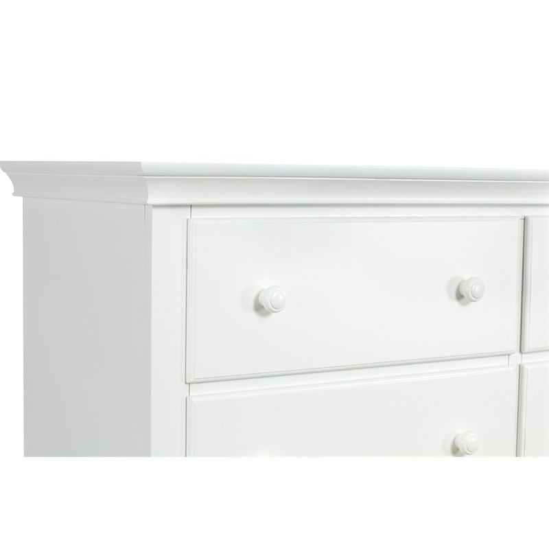 Suite Bebe Celeste 6-Drawer Modern Wood Double Dresser in White Finish
