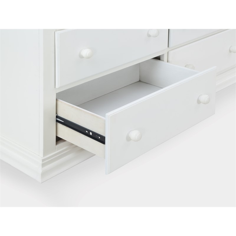Suite Bebe Celeste 6-Drawer Modern Wood Double Dresser in White Finish