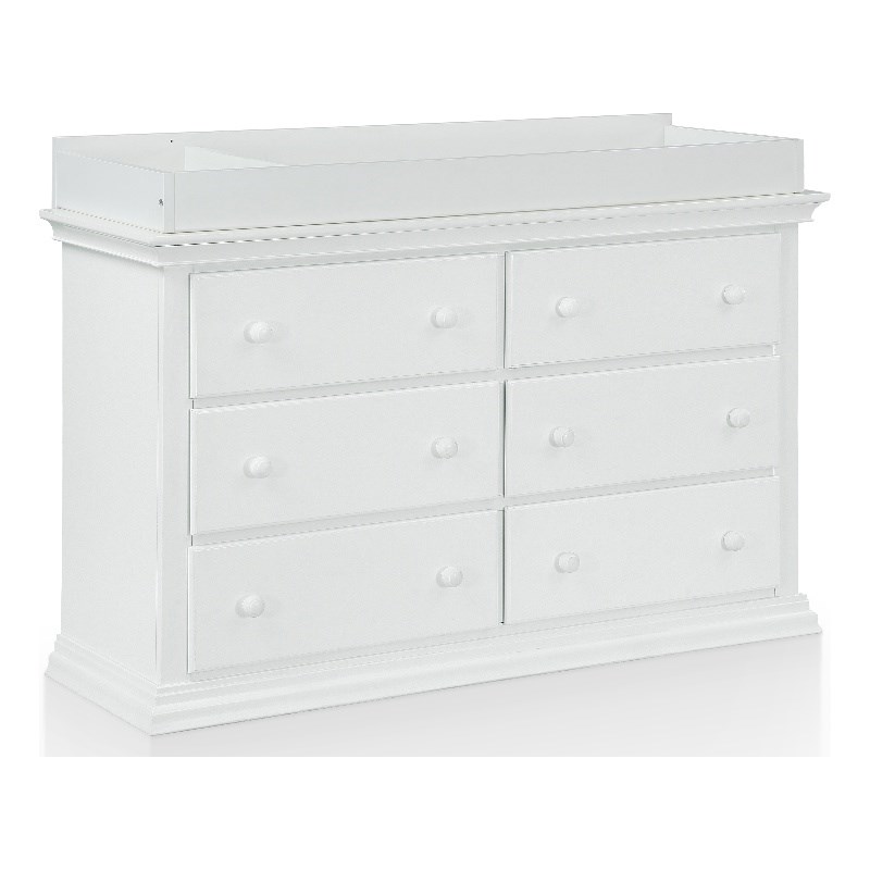 Suite Bebe Celeste 6-Drawer Modern Wood Double Dresser in White Finish