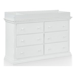 Suite Bebe Celeste 6-Drawer Modern Wood Double Dresser in White Finish