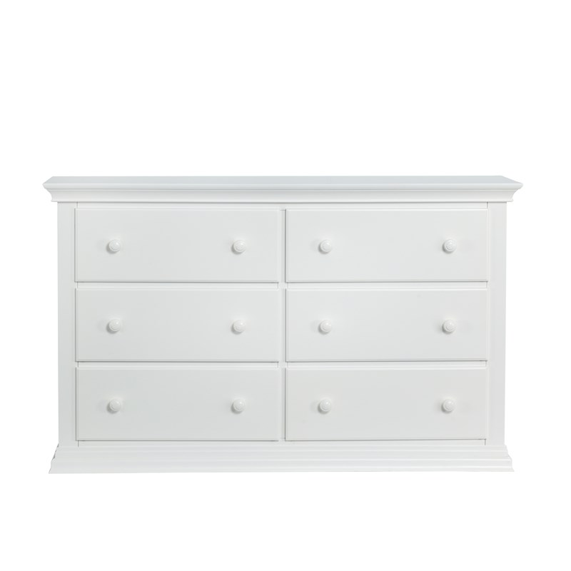 Suite Bebe Celeste 6-Drawer Modern Wood Double Dresser in White Finish