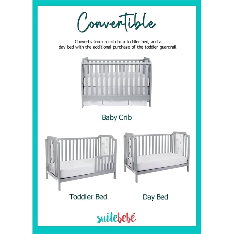 Suite Bebe Celeste Modern Wood Acrylic Island Crib in Light Gray Finish