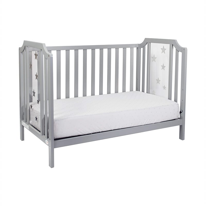 Suite Bebe Celeste Modern Wood Acrylic Island Crib in Light Gray Finish