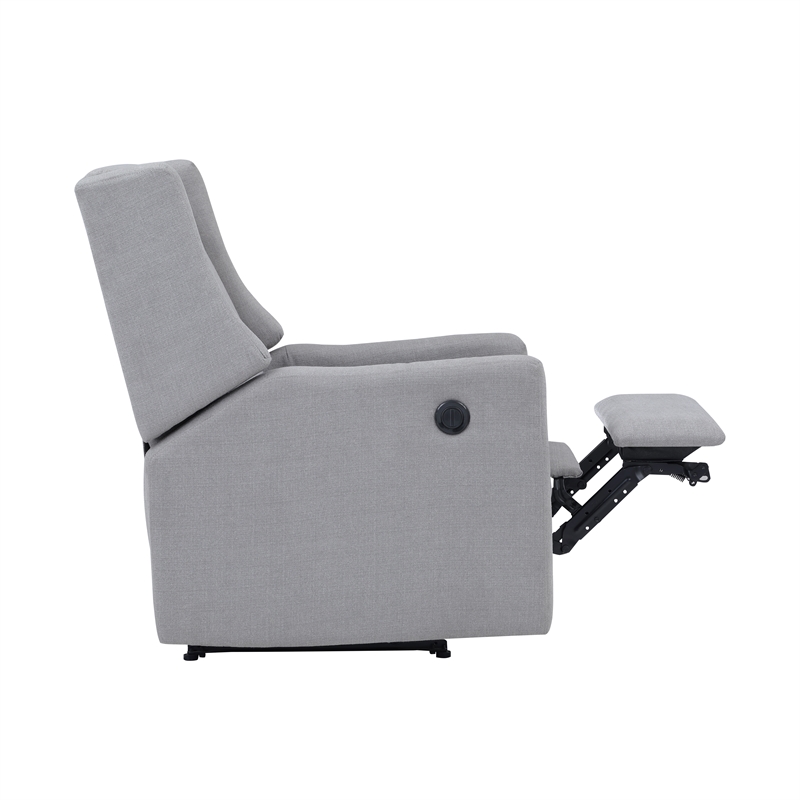 Suite Bebe Pronto Contemporary Wood and Fabric Power Recliner in Oyster Gray