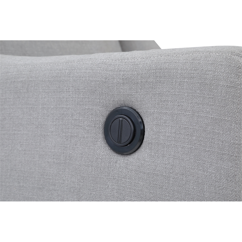 Suite Bebe Pronto Contemporary Wood and Fabric Power Recliner in Oyster Gray