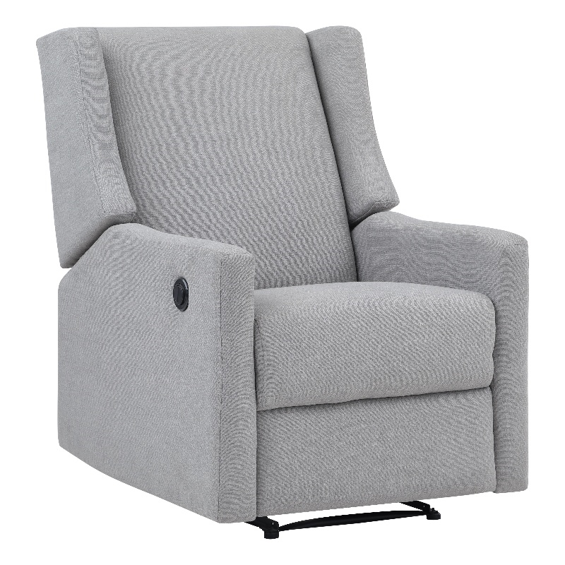 Suite Bebe Pronto Contemporary Wood and Fabric Power Recliner in Oyster Gray