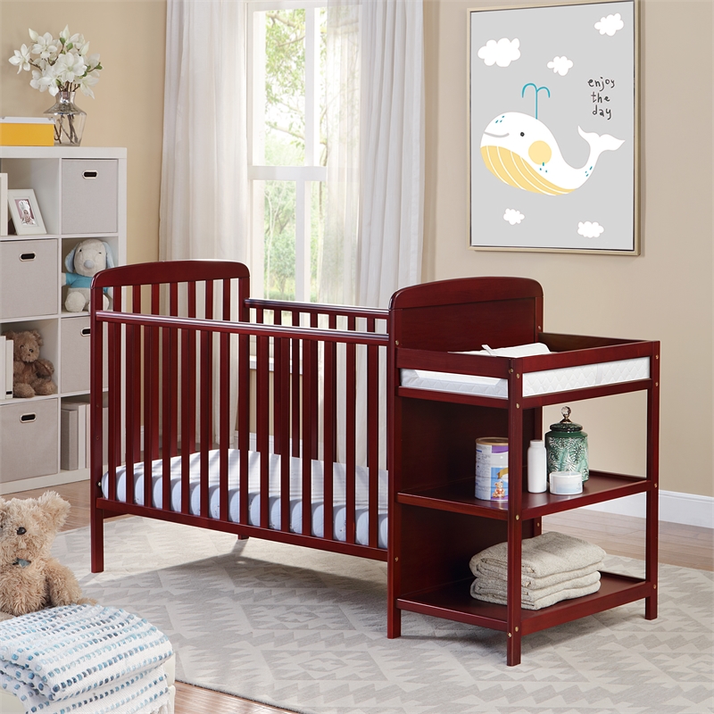 Suite Bebe Ramsey Traditional Wood Crib and Changer Combo in Cherry