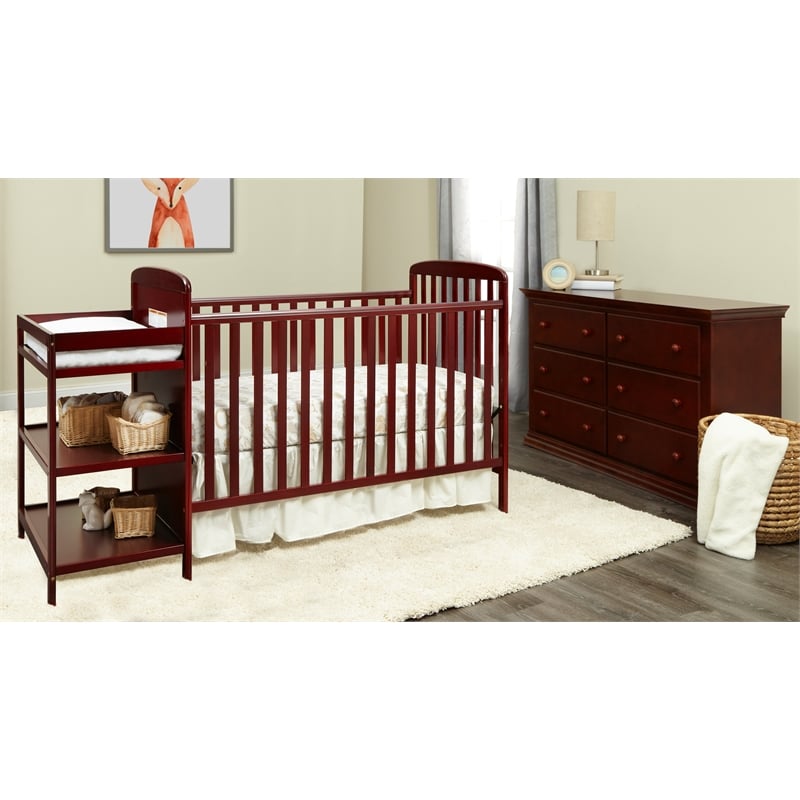 Suite Bebe Ramsey Traditional Wood Crib and Changer Combo in Cherry