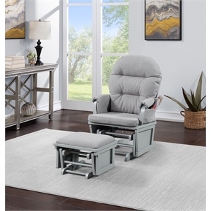 Suite Bebe Madison Glider and Ottoman Gray Wood and Oyster Fabric