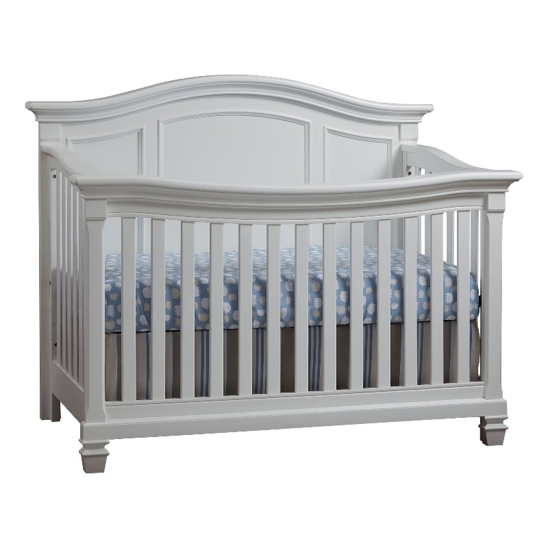 Baby Cache Glendale Traditional Wood 4-in-1 Lifetime Crib in Pure White