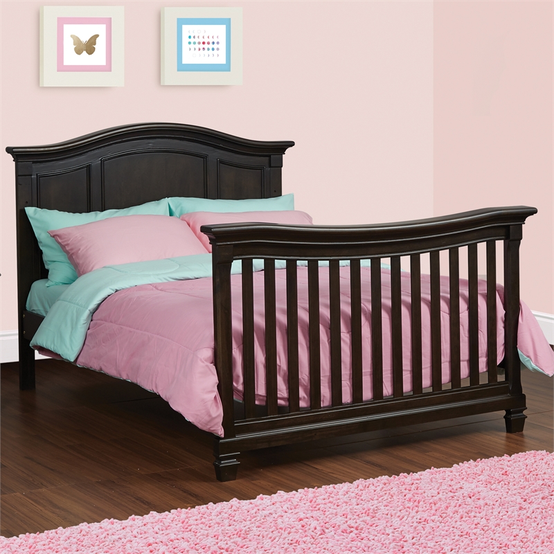 Baby Cache Glendale Traditional Wood Full Bed Conversion Kit in Charcoal