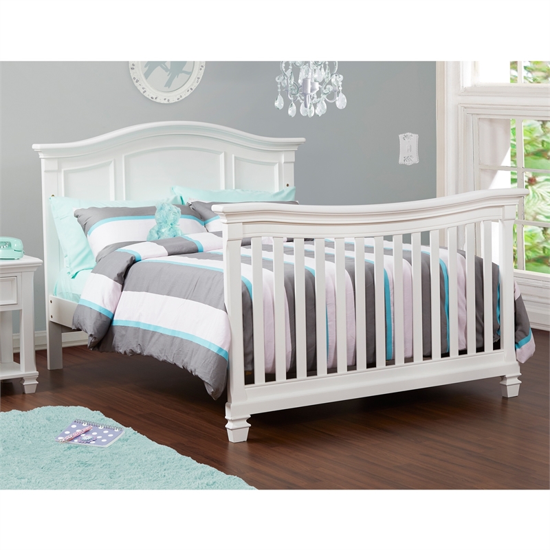 Baby Cache Glendale Traditional Wood Full Bed Conversion Kit in Pure White