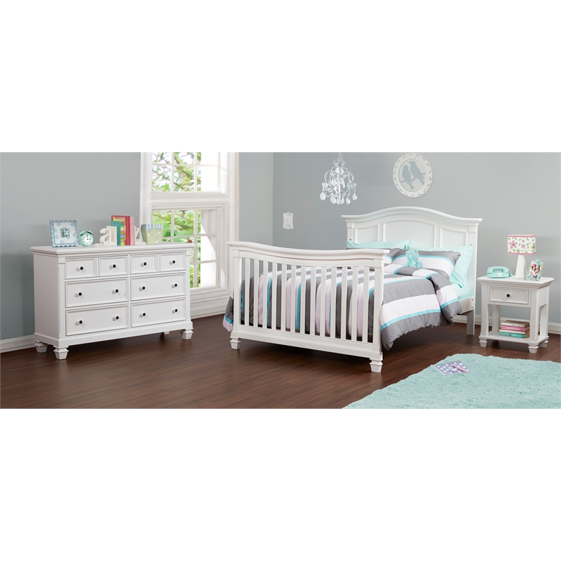Baby Cache Glendale Traditional Wood Full Bed Conversion Kit in Pure White