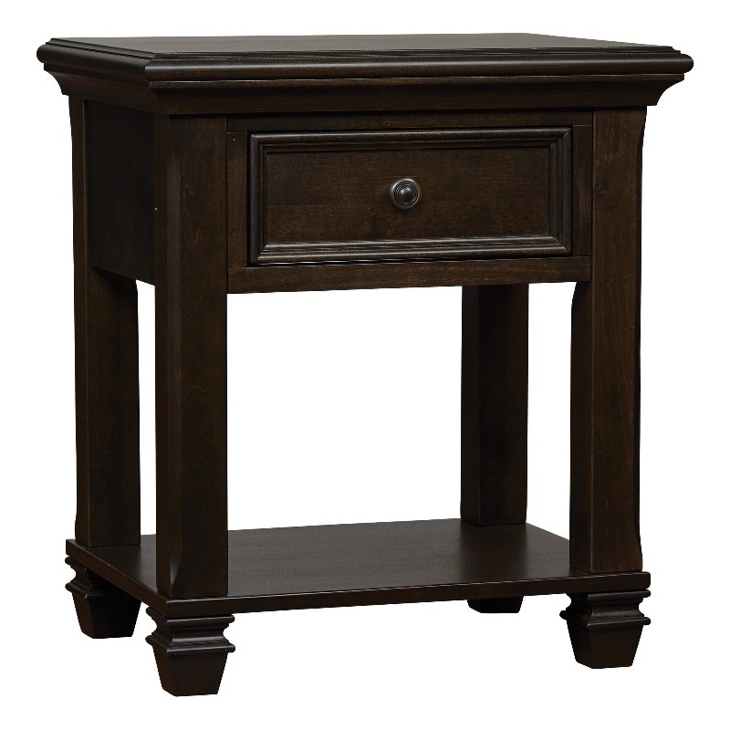 Baby Cache Glendale Traditional Wood Nightstand in Charcoal Brown