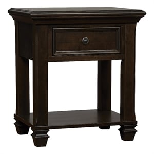 Baby Cache Glendale Traditional Wood Nightstand in Charcoal Brown