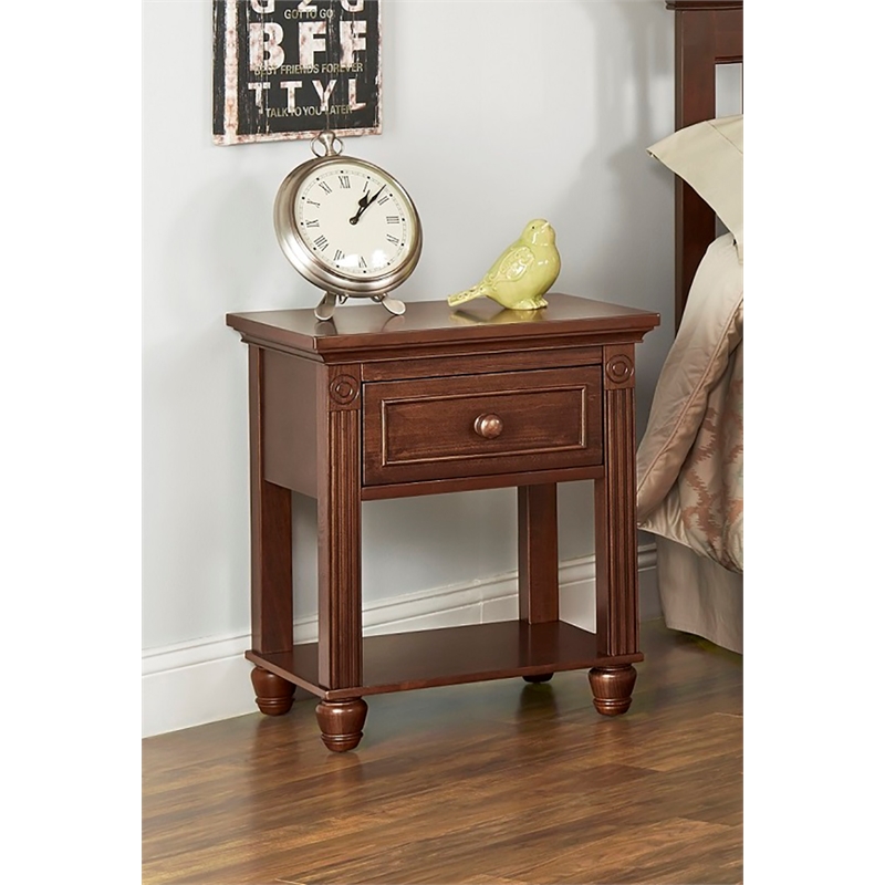Baby Cache Montana Traditional Wood Nightstand in Brown Sugar