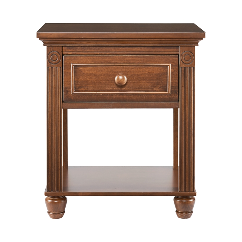 Baby Cache Montana Traditional Wood Nightstand in Brown Sugar