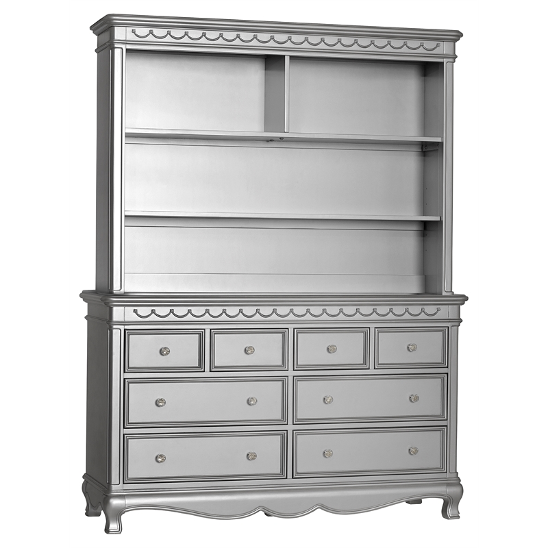 Baby Cache Adelina Traditional Style Wood Hutch in Metallic Gray Finish