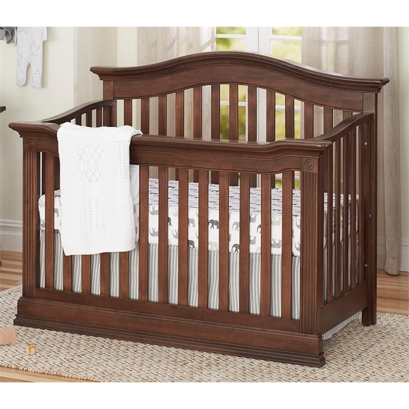 Baby Cache Montana Traditional Wood 4-in-1 Convertible Crib in Brown Sugar