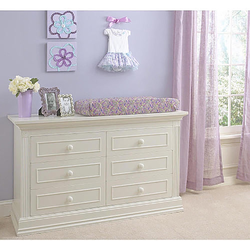 Baby Cache Montana 6-Drawer Traditional Wood Dresser in Glazed White