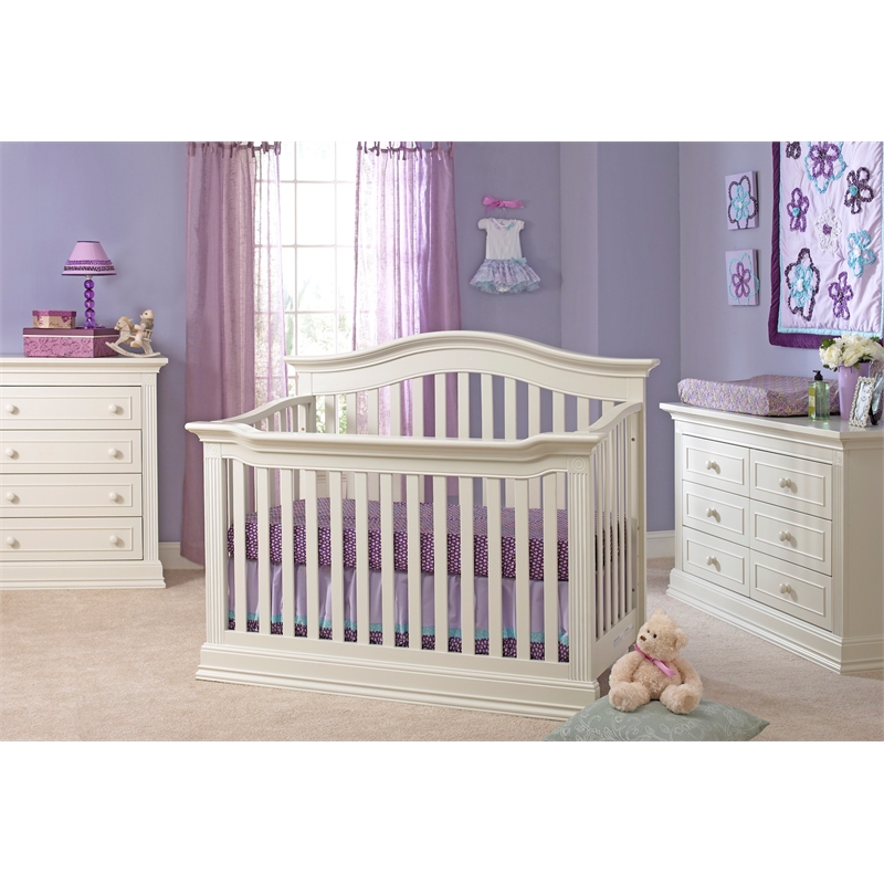 Baby Cache Montana 6-Drawer Traditional Wood Dresser in Glazed White