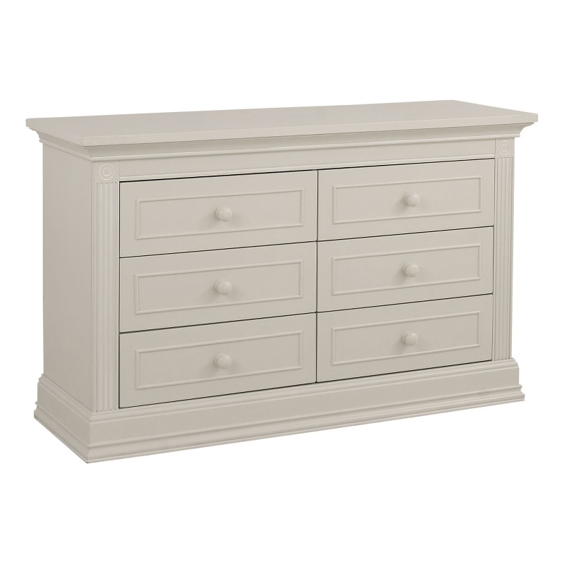 Baby Cache Montana 6-Drawer Traditional Wood Dresser in Glazed White