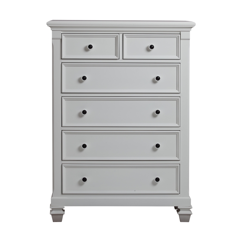 Baby Cache Glendale 6-Drawer Traditional Wood Chest in Pure White