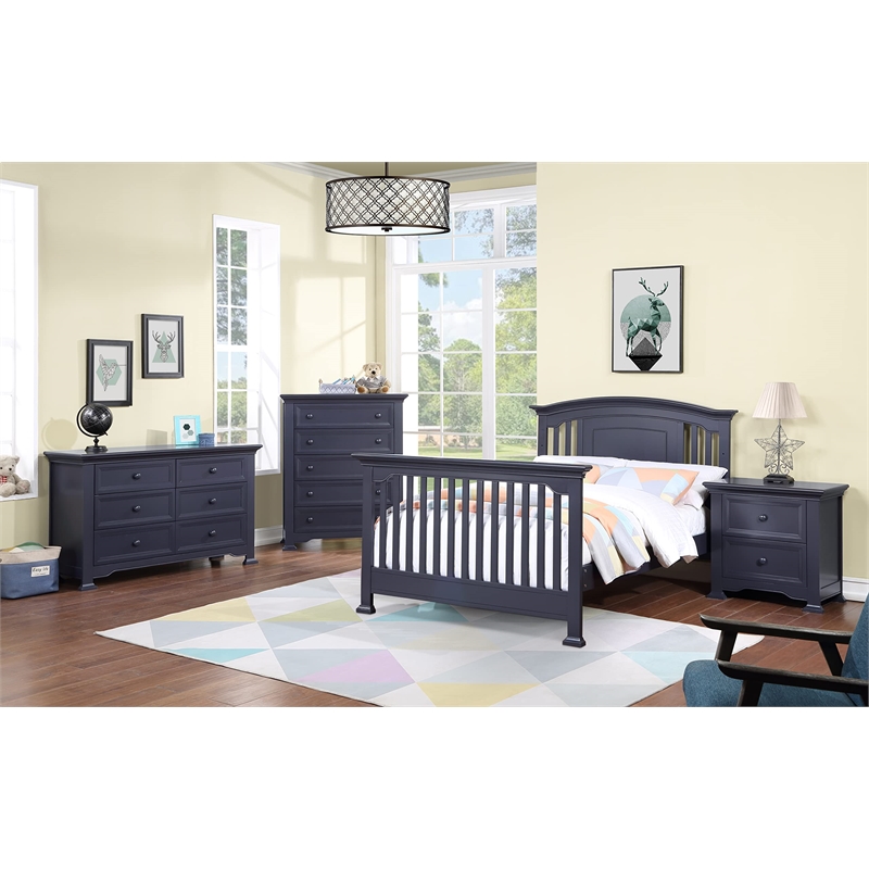 Centennial Medford Traditional Wood 4-in-1 Convertible Crib in Mystic Blue