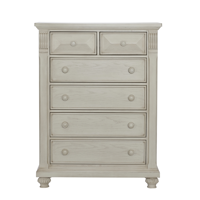 Kingsley Sedona 6-Drawer Traditional Wood Chest in Vintage Ivory