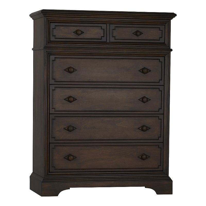 Kingsley Amherst 6-Drawer Traditional Wood Chest in Burnt Oak