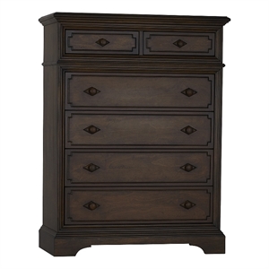 Kingsley Amherst 6-Drawer Traditional Wood Chest in Burnt Oak
