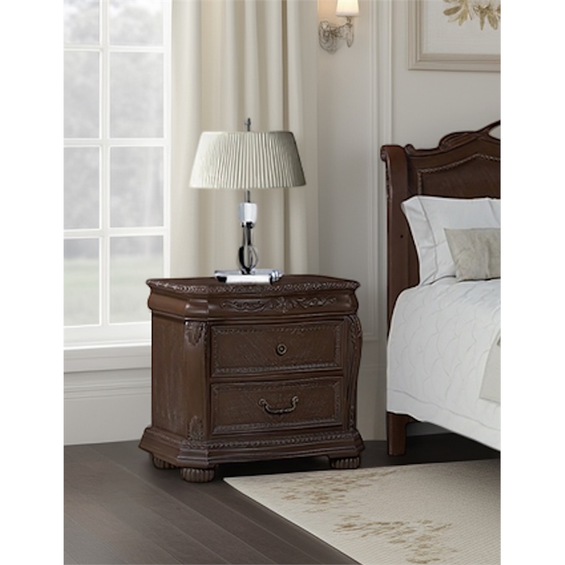 Kingsley Wessex 2 Drawer Nightstand Euro Truffle