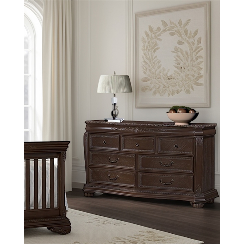 Kingsley Wessex 7 Drawer Double Dresser Euro Truffle