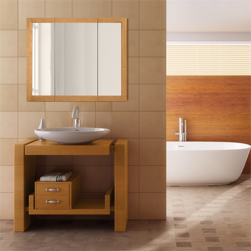 Richland 36-Inch Wood Medicine Cabinet in Nutmeg Oak